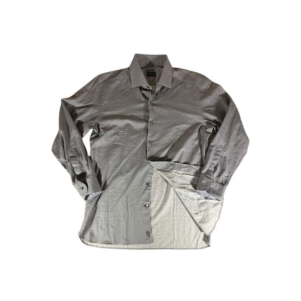 Ermenegildo Zegna Shirt Adult Extra Large Gray  All Over Print Long Sleeve Mens